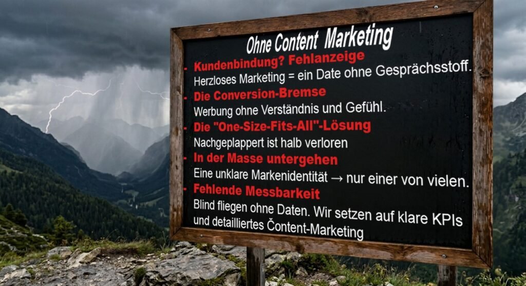 Infotafel für ohne Content Marketing